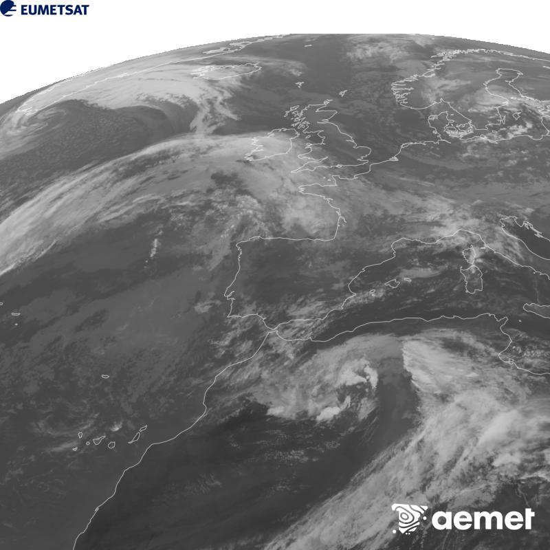 Esta imagen se genera utilizando informaci�n del canal Infrarrojo 10.5 �m del sat�lite METEOSAT-12, perteneciente a la tercera generaci�n de sat�lites Meteosat (MTG). Para que la imagen se asemeje m�s a la percepci�n del ojo humano, la escala de grises est� invertida. Las horas indicadas se refieren a la pen�nsula (una hora menos en las Islas Canarias).&nbsp;domingo, 11 octubre 2026 a las 19:00
