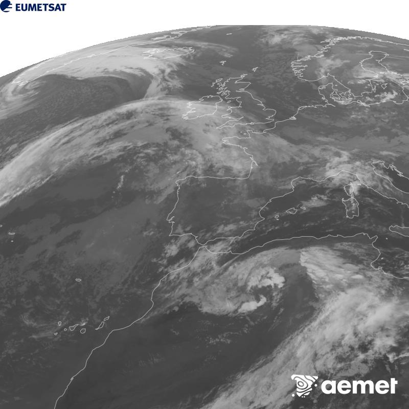 Esta imagen se genera utilizando informaci�n del canal Infrarrojo 10.5 �m del sat�lite METEOSAT-12, perteneciente a la tercera generaci�n de sat�lites Meteosat (MTG). Para que la imagen se asemeje m�s a la percepci�n del ojo humano, la escala de grises est� invertida. Las horas indicadas se refieren a la pen�nsula (una hora menos en las Islas Canarias).&nbsp;domingo, 11 octubre 2026 a las 20:00