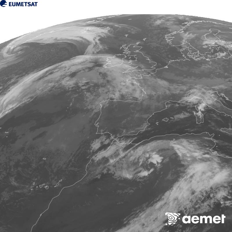 Esta imagen se genera utilizando informaci�n del canal Infrarrojo 10.5 �m del sat�lite METEOSAT-12, perteneciente a la tercera generaci�n de sat�lites Meteosat (MTG). Para que la imagen se asemeje m�s a la percepci�n del ojo humano, la escala de grises est� invertida. Las horas indicadas se refieren a la pen�nsula (una hora menos en las Islas Canarias).&nbsp;domingo, 11 octubre 2026 a las 21:00