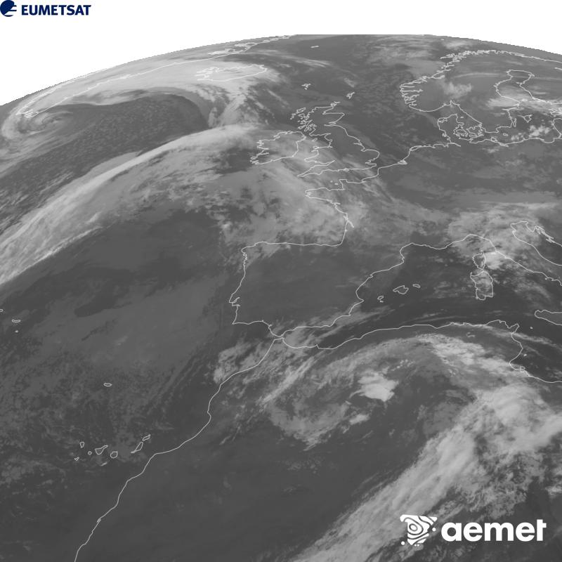 Esta imagen se genera utilizando informaci�n del canal Infrarrojo 10.5 �m del sat�lite METEOSAT-12, perteneciente a la tercera generaci�n de sat�lites Meteosat (MTG). Para que la imagen se asemeje m�s a la percepci�n del ojo humano, la escala de grises est� invertida. Las horas indicadas se refieren a la pen�nsula (una hora menos en las Islas Canarias).&nbsp;domingo, 11 octubre 2026 a las 23:00