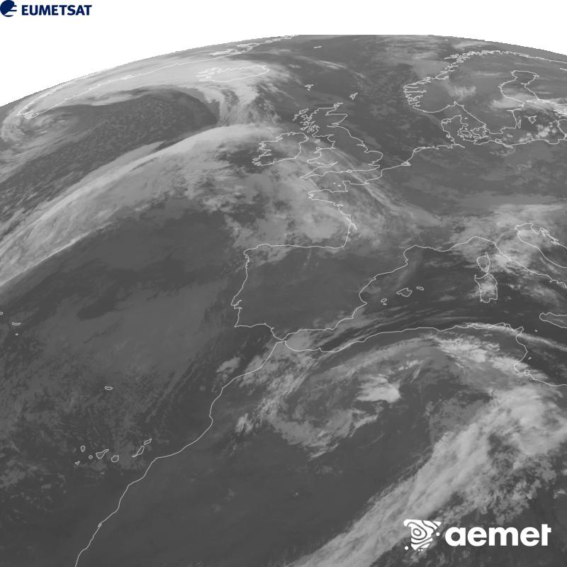 Esta imagen se genera utilizando informaci�n del canal Infrarrojo 10.5 �m del sat�lite METEOSAT-12, perteneciente a la tercera generaci�n de sat�lites Meteosat (MTG). Para que la imagen se asemeje m�s a la percepci�n del ojo humano, la escala de grises est� invertida. Las horas indicadas se refieren a la pen�nsula (una hora menos en las Islas Canarias).&nbsp;lunes, 12 octubre 2026 a las 00:00