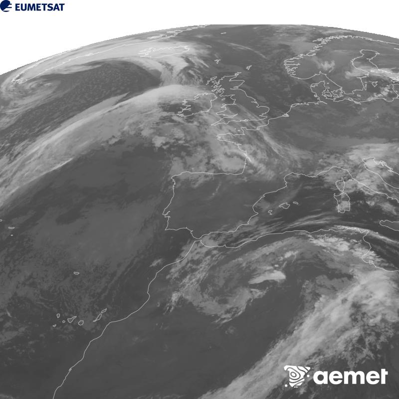Esta imatge es genera utilitzant informaci� del canal Infraroig 10.5 �m del sat�l�lit METEOSAT-12, pertanyent a la tercera generaci� de sat�l�lits Meteosat (MTG). Perqu� la imatge s'assemble m�s a la percepci� de l'ull hum�, l'escala de grises est� invertida. Les hores indicades es referixen a la pen�nsula (una hora menys a les Illes Can�ries).&nbsp;dilluns, 12 d?octubre  2026 01:00