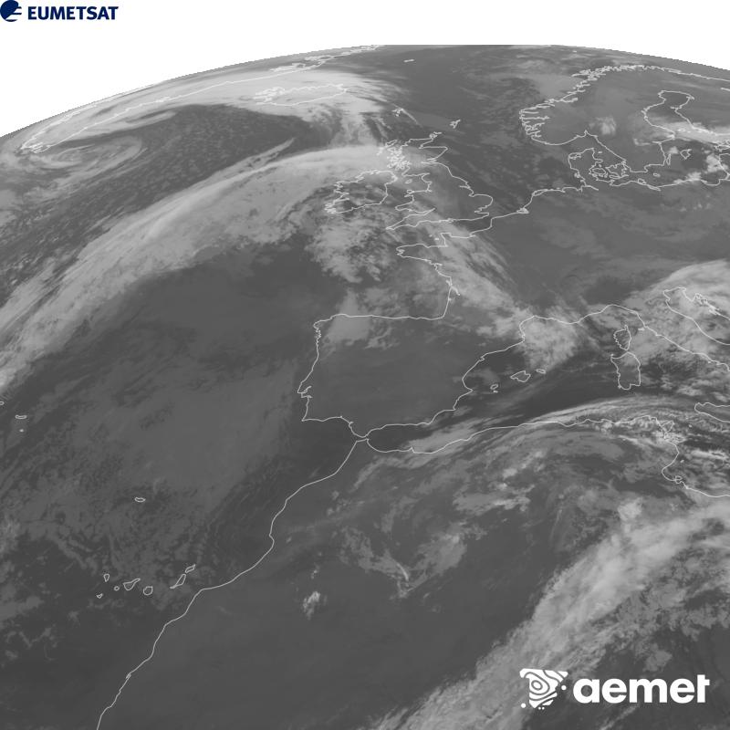 Esta imatge es genera utilitzant informaci� del canal Infraroig 10.5 �m del sat�l�lit METEOSAT-12, pertanyent a la tercera generaci� de sat�l�lits Meteosat (MTG). Perqu� la imatge s'assemble m�s a la percepci� de l'ull hum�, l'escala de grises est� invertida. Les hores indicades es referixen a la pen�nsula (una hora menys a les Illes Can�ries).&nbsp;dilluns, 12 d?octubre  2026 04:00