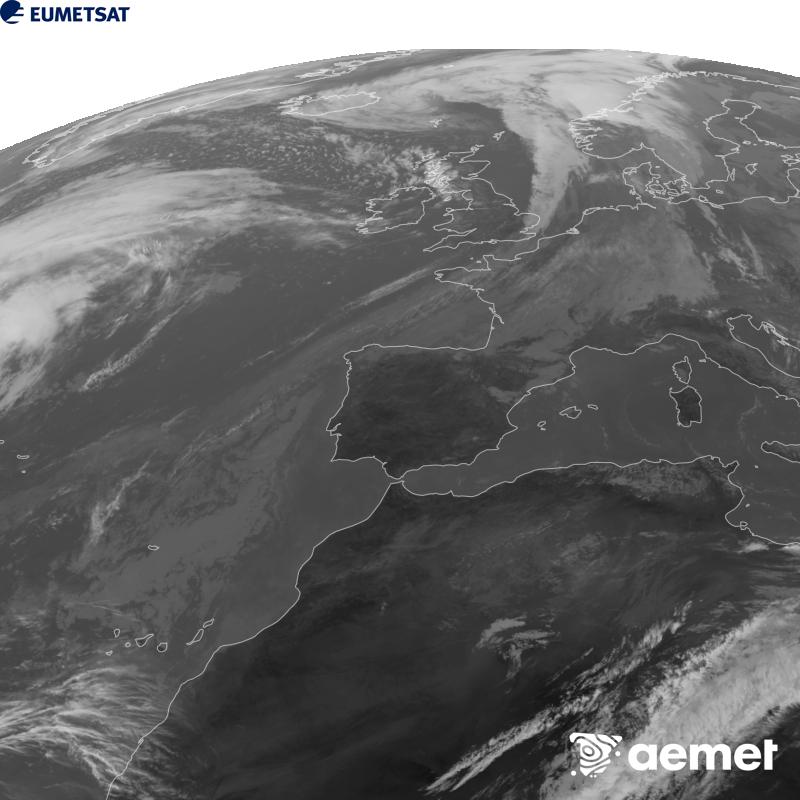 Esta imatge es genera utilitzant informaci� del canal Infraroig 10.5 �m del sat�l�lit METEOSAT-12, pertanyent a la tercera generaci� de sat�l�lits Meteosat (MTG). Perqu� la imatge s'assemble m�s a la percepci� de l'ull hum�, l'escala de grises est� invertida. Les hores indicades es referixen a la pen�nsula (una hora menys a les Illes Can�ries).&nbsp;dimarts, 13 d?octubre  2026 13:00