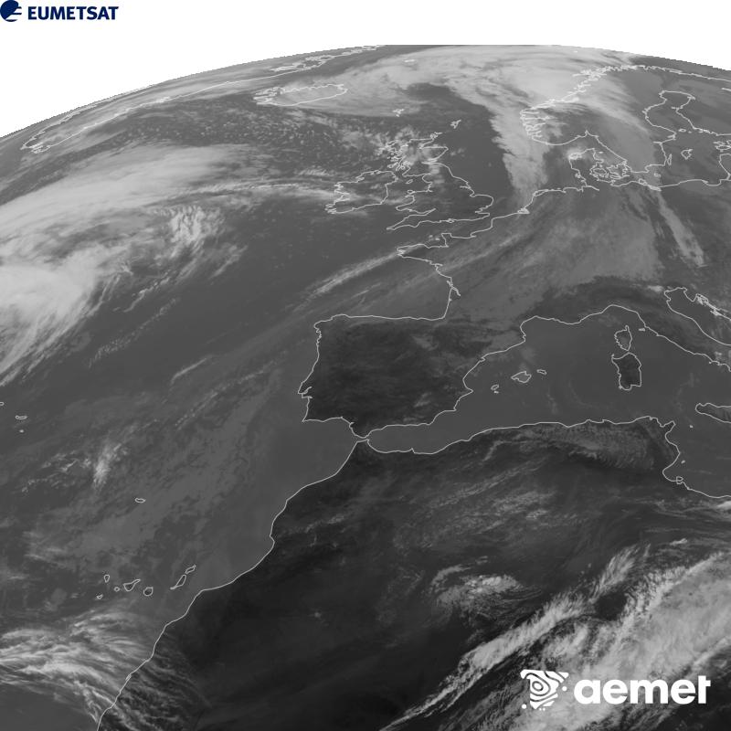 Esta imatge es genera utilitzant informaci� del canal Infraroig 10.5 �m del sat�l�lit METEOSAT-12, pertanyent a la tercera generaci� de sat�l�lits Meteosat (MTG). Perqu� la imatge s'assemble m�s a la percepci� de l'ull hum�, l'escala de grises est� invertida. Les hores indicades es referixen a la pen�nsula (una hora menys a les Illes Can�ries).&nbsp;dimarts, 13 d?octubre  2026 15:00