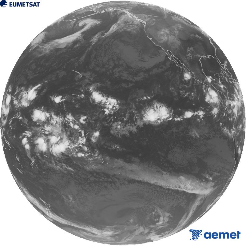 Vue d'ensemble du canal infrarouge (longueur d'onde 10,3 �m) du satellite am�ricain GOES-18. Les heures indiqu�es se rapportent � la p�ninsule (une heure de moins aux �les Canaries).&nbsp;mardi, 13 octobre  2026 17:00