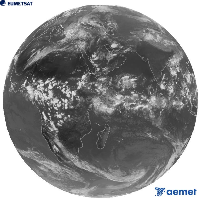 Vue d'ensemble du canal infrarouge (longueur d'onde 10,8 �m) du satellite g�ostationnaire europ�en Meteosat-9, qui fait partie de la deuxi�me g�n�ration de satellites Meteosat. Les heures indiqu�es se rapportent � la p�ninsule (une heure de moins aux �les Canaries).&nbsp;mardi, 13 octobre  2026 17:00