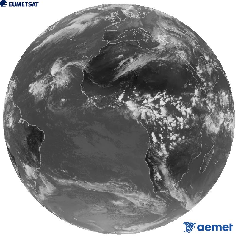 Vue d'ensemble du canal infrarouge (longueur d'onde de 10,5 �m) du satellite g�ostationnaire europ�en Meteosat-12, qui fait partie de la troisi�me g�n�ration de satellites Meteosat. Les heures indiqu�es correspondent � celles de la p�ninsule (une heure de moins aux �les Canaries).&nbsp;mardi, 13 octobre  2026 17:00