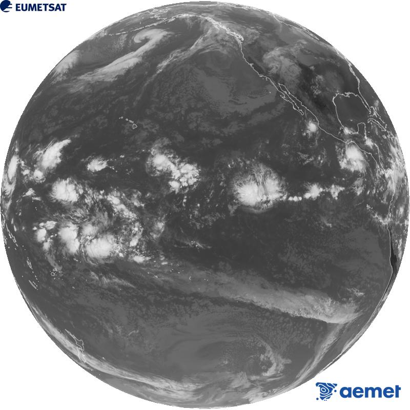Vue d'ensemble du canal infrarouge (longueur d'onde 10,3 �m) du satellite am�ricain GOES-18. Les heures indiqu�es se rapportent � la p�ninsule (une heure de moins aux �les Canaries).&nbsp;mardi, 13 octobre  2026 20:00