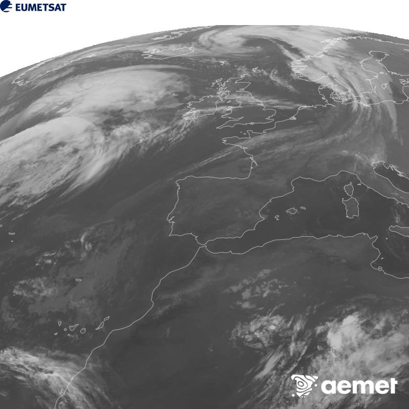 Esta imatge es genera utilitzant informaci� del canal Infraroig 10.5 �m del sat�l�lit METEOSAT-12, pertanyent a la tercera generaci� de sat�l�lits Meteosat (MTG). Perqu� la imatge s'assemble m�s a la percepci� de l'ull hum�, l'escala de grises est� invertida. Les hores indicades es referixen a la pen�nsula (una hora menys a les Illes Can�ries).&nbsp;dimarts, 13 d?octubre  2026 21:00
