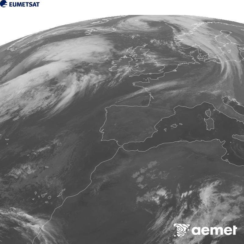 Esta imatge es genera utilitzant informaci� del canal Infraroig 10.5 �m del sat�l�lit METEOSAT-12, pertanyent a la tercera generaci� de sat�l�lits Meteosat (MTG). Perqu� la imatge s'assemble m�s a la percepci� de l'ull hum�, l'escala de grises est� invertida. Les hores indicades es referixen a la pen�nsula (una hora menys a les Illes Can�ries).&nbsp;dimarts, 13 d?octubre  2026 23:00