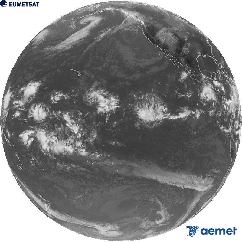 Vue d'ensemble du canal infrarouge (longueur d'onde 10,3 �m) du satellite am�ricain GOES-18. Les heures indiqu�es se rapportent � la p�ninsule (une heure de moins aux �les Canaries).&nbsp;mardi, 13 octobre  2026 23:00