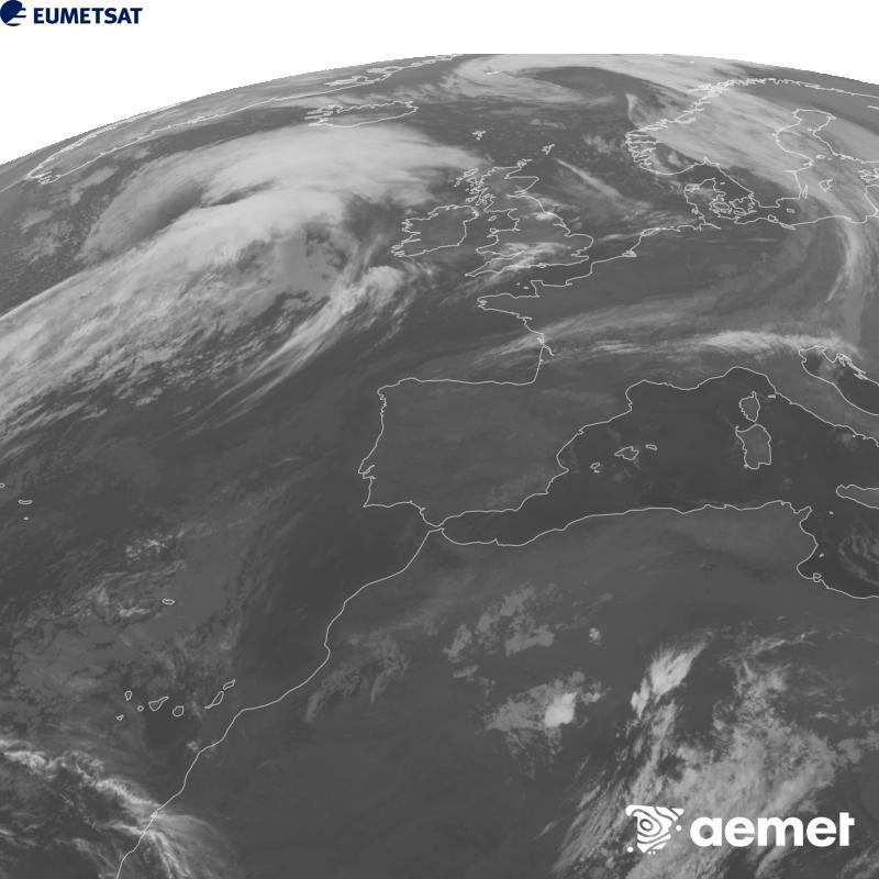 Esta imatge es genera utilitzant informaci� del canal Infraroig 10.5 �m del sat�l�lit METEOSAT-12, pertanyent a la tercera generaci� de sat�l�lits Meteosat (MTG). Perqu� la imatge s'assemble m�s a la percepci� de l'ull hum�, l'escala de grises est� invertida. Les hores indicades es referixen a la pen�nsula (una hora menys a les Illes Can�ries).&nbsp;dimecres, 14 d?octubre  2026 02:00