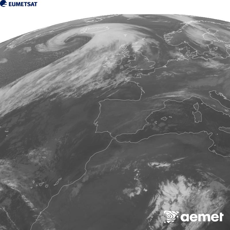 Esta imatge es genera utilitzant informaci� del canal Infraroig 10.5 �m del sat�l�lit METEOSAT-12, pertanyent a la tercera generaci� de sat�l�lits Meteosat (MTG). Perqu� la imatge s'assemble m�s a la percepci� de l'ull hum�, l'escala de grises est� invertida. Les hores indicades es referixen a la pen�nsula (una hora menys a les Illes Can�ries).&nbsp;dimecres, 14 d?octubre  2026 09:00