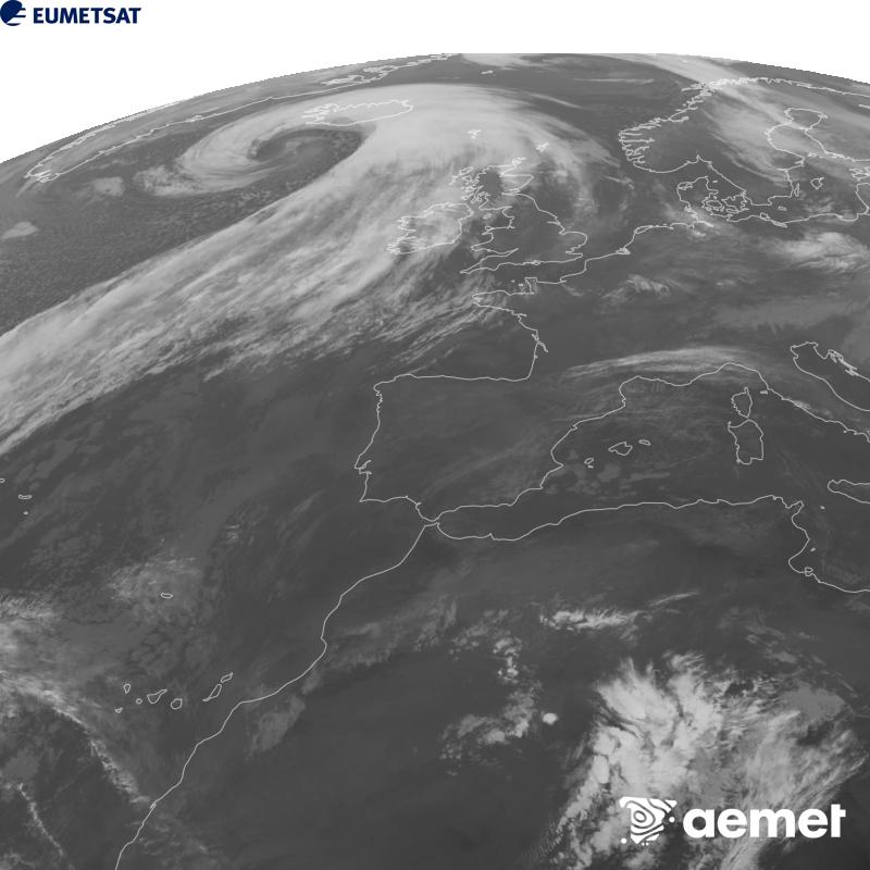 Esta imatge es genera utilitzant informaci� del canal Infraroig 10.5 �m del sat�l�lit METEOSAT-12, pertanyent a la tercera generaci� de sat�l�lits Meteosat (MTG). Perqu� la imatge s'assemble m�s a la percepci� de l'ull hum�, l'escala de grises est� invertida. Les hores indicades es referixen a la pen�nsula (una hora menys a les Illes Can�ries).&nbsp;dimecres, 14 d?octubre  2026 10:00