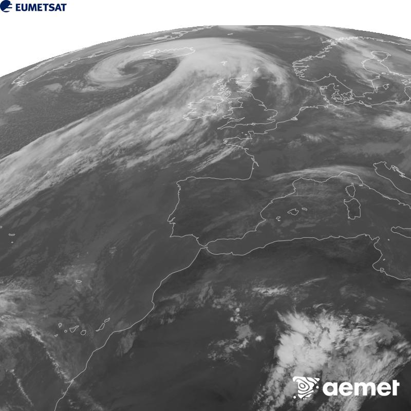 Esta imatge es genera utilitzant informaci� del canal Infraroig 10.5 �m del sat�l�lit METEOSAT-12, pertanyent a la tercera generaci� de sat�l�lits Meteosat (MTG). Perqu� la imatge s'assemble m�s a la percepci� de l'ull hum�, l'escala de grises est� invertida. Les hores indicades es referixen a la pen�nsula (una hora menys a les Illes Can�ries).&nbsp;dimecres, 14 d?octubre  2026 11:00