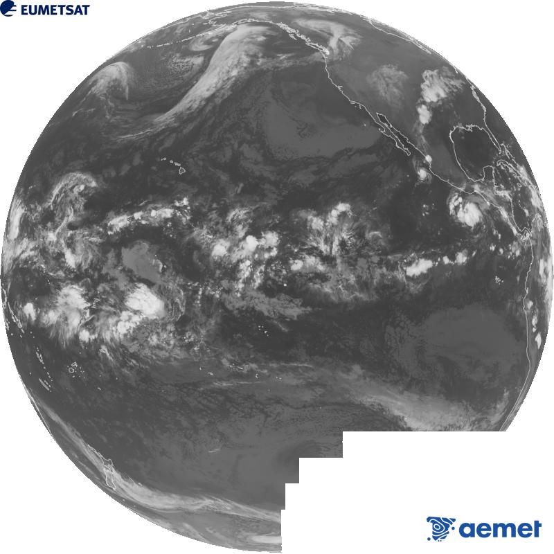 Vue d'ensemble du canal infrarouge (longueur d'onde 10,3 �m) du satellite am�ricain GOES-18. Les heures indiqu�es se rapportent � la p�ninsule (une heure de moins aux �les Canaries).&nbsp;mercredi, 14 octobre  2026 11:00
