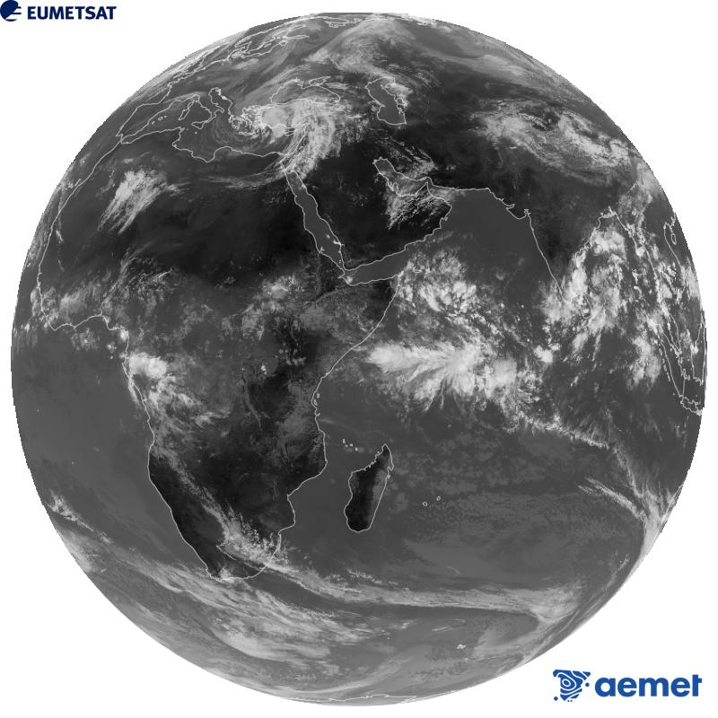 Vue d'ensemble du canal infrarouge (longueur d'onde 10,8 �m) du satellite g�ostationnaire europ�en Meteosat-9, qui fait partie de la deuxi�me g�n�ration de satellites Meteosat. Les heures indiqu�es se rapportent � la p�ninsule (une heure de moins aux �les Canaries).&nbsp;mercredi, 14 octobre  2026 11:00