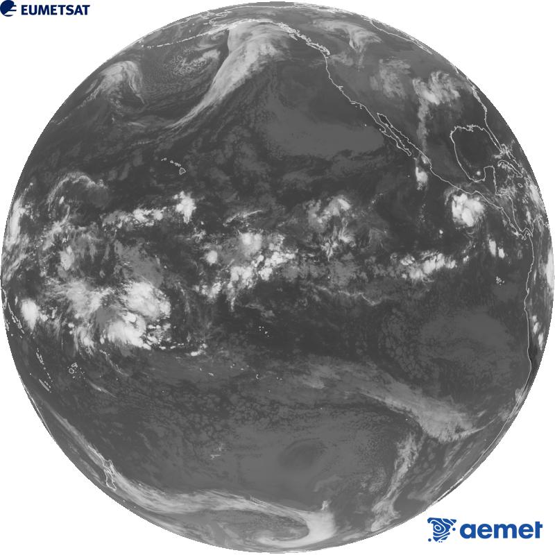 Vue d'ensemble du canal infrarouge (longueur d'onde 10,3 �m) du satellite am�ricain GOES-18. Les heures indiqu�es se rapportent � la p�ninsule (une heure de moins aux �les Canaries).&nbsp;mercredi, 14 octobre  2026 17:00