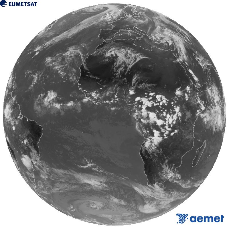 Vue d'ensemble du canal infrarouge (longueur d'onde de 10,5 �m) du satellite g�ostationnaire europ�en Meteosat-12, qui fait partie de la troisi�me g�n�ration de satellites Meteosat. Les heures indiqu�es correspondent � celles de la p�ninsule (une heure de moins aux �les Canaries).&nbsp;mercredi, 14 octobre  2026 17:00