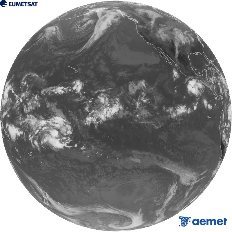 Imaxe global da canle infravermella (lonxitude de onda 10.3 �m) do sat�lite estadounidense GOES-18. As horas indicadas ref�rense � pen�nsula (unha hora menos nas Illas Canarias).&nbsp;m�rcores, 14 outubro  2026 20:00