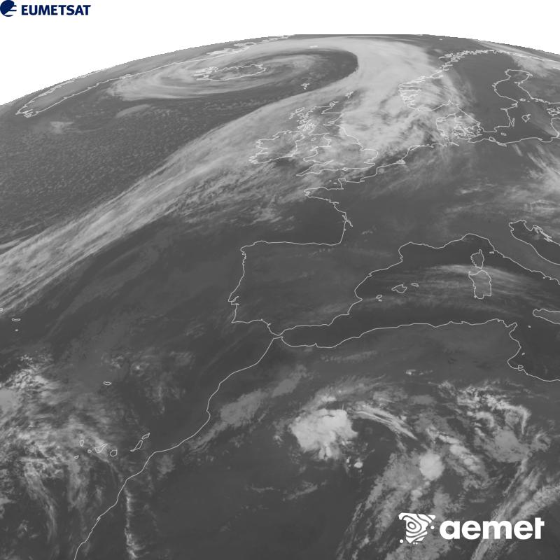 Aquesta imatge es genera utilitzant informaci� del canal Infraroig 10.5 �m del sat�l�lit METEOSAT-12, pertanyent a la tercera generaci� de sat�l�lits Meteosat (MTG). Perqu� la imatge s'assembli m�s a la percepci� de l'ull hum�, l'escala de grises est� invertida. Les hores indicades es refereixen a la pen�nsula (una hora menys a les Illes Can�ries).&nbsp;dimecres, 14 d?octubre  2026 22:00