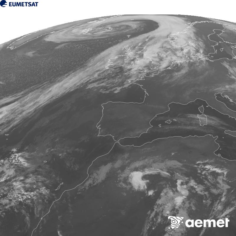 Aquesta imatge es genera utilitzant informaci� del canal Infraroig 10.5 �m del sat�l�lit METEOSAT-12, pertanyent a la tercera generaci� de sat�l�lits Meteosat (MTG). Perqu� la imatge s'assembli m�s a la percepci� de l'ull hum�, l'escala de grises est� invertida. Les hores indicades es refereixen a la pen�nsula (una hora menys a les Illes Can�ries).&nbsp;dijous, 15 d?octubre  2026 00:00