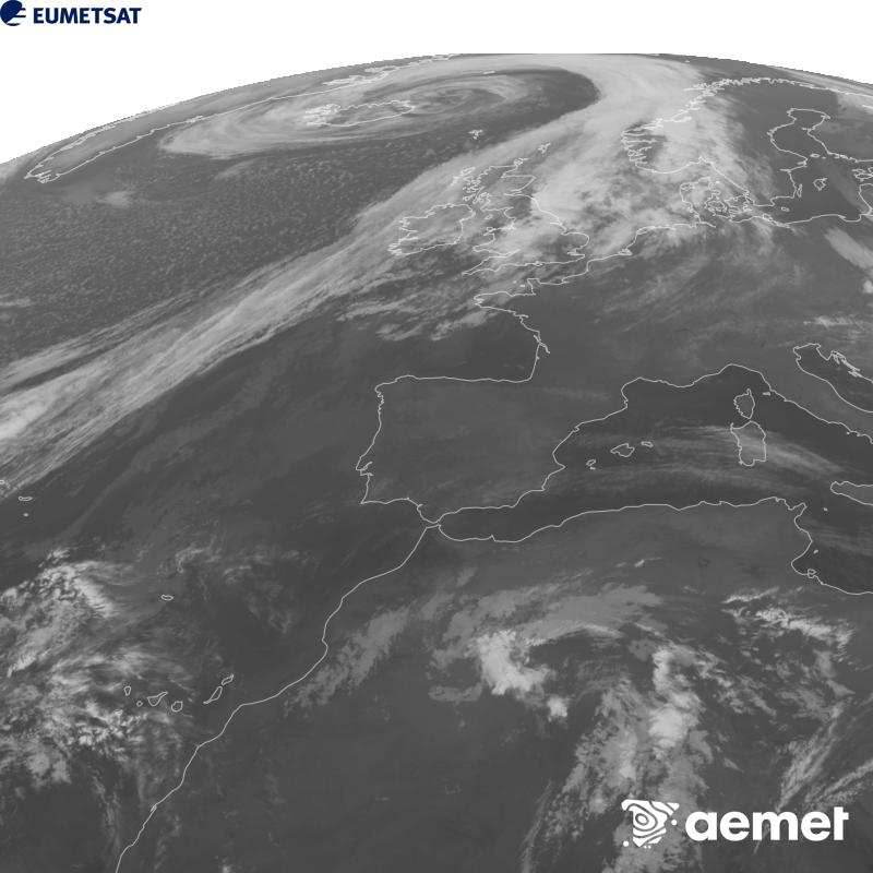 Aquesta imatge es genera utilitzant informaci� del canal Infraroig 10.5 �m del sat�l�lit METEOSAT-12, pertanyent a la tercera generaci� de sat�l�lits Meteosat (MTG). Perqu� la imatge s'assembli m�s a la percepci� de l'ull hum�, l'escala de grises est� invertida. Les hores indicades es refereixen a la pen�nsula (una hora menys a les Illes Can�ries).&nbsp;dijous, 15 d?octubre  2026 01:00
