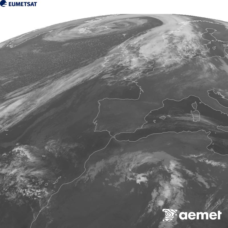 Aquesta imatge es genera utilitzant informaci� del canal Infraroig 10.5 �m del sat�l�lit METEOSAT-12, pertanyent a la tercera generaci� de sat�l�lits Meteosat (MTG). Perqu� la imatge s'assembli m�s a la percepci� de l'ull hum�, l'escala de grises est� invertida. Les hores indicades es refereixen a la pen�nsula (una hora menys a les Illes Can�ries).&nbsp;dijous, 15 d?octubre  2026 03:00