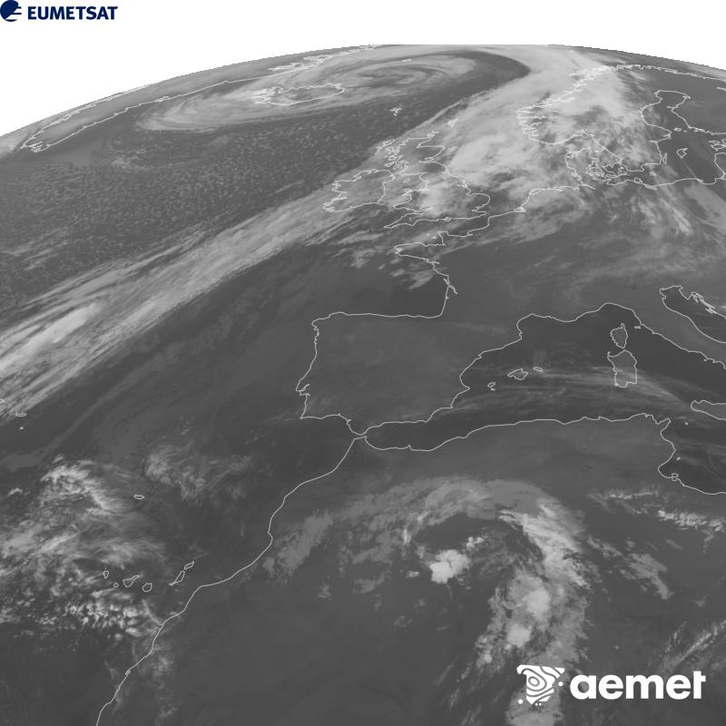 Aquesta imatge es genera utilitzant informaci� del canal Infraroig 10.5 �m del sat�l�lit METEOSAT-12, pertanyent a la tercera generaci� de sat�l�lits Meteosat (MTG). Perqu� la imatge s'assembli m�s a la percepci� de l'ull hum�, l'escala de grises est� invertida. Les hores indicades es refereixen a la pen�nsula (una hora menys a les Illes Can�ries).&nbsp;dijous, 15 d?octubre  2026 04:00