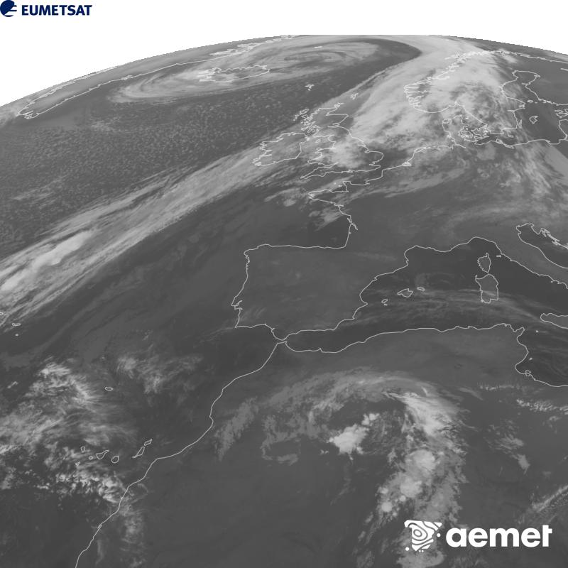 Aquesta imatge es genera utilitzant informaci� del canal Infraroig 10.5 �m del sat�l�lit METEOSAT-12, pertanyent a la tercera generaci� de sat�l�lits Meteosat (MTG). Perqu� la imatge s'assembli m�s a la percepci� de l'ull hum�, l'escala de grises est� invertida. Les hores indicades es refereixen a la pen�nsula (una hora menys a les Illes Can�ries).&nbsp;dijous, 15 d?octubre  2026 05:00