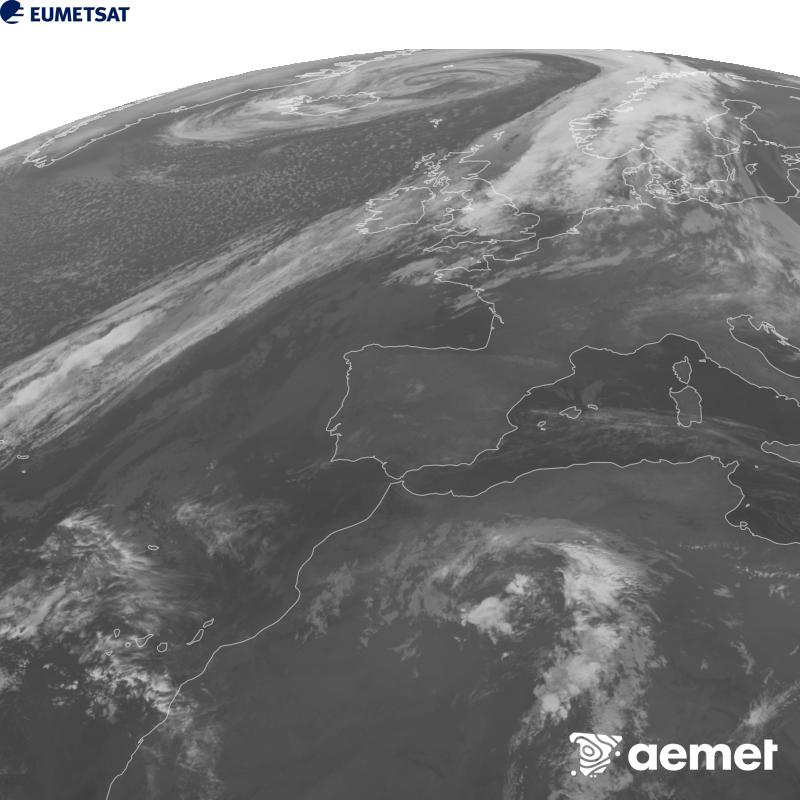 Aquesta imatge es genera utilitzant informaci� del canal Infraroig 10.5 �m del sat�l�lit METEOSAT-12, pertanyent a la tercera generaci� de sat�l�lits Meteosat (MTG). Perqu� la imatge s'assembli m�s a la percepci� de l'ull hum�, l'escala de grises est� invertida. Les hores indicades es refereixen a la pen�nsula (una hora menys a les Illes Can�ries).&nbsp;dijous, 15 d?octubre  2026 06:00