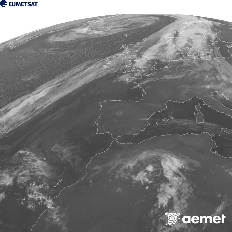 Aquesta imatge es genera utilitzant informaci� del canal Infraroig 10.5 �m del sat�l�lit METEOSAT-12, pertanyent a la tercera generaci� de sat�l�lits Meteosat (MTG). Perqu� la imatge s'assembli m�s a la percepci� de l'ull hum�, l'escala de grises est� invertida. Les hores indicades es refereixen a la pen�nsula (una hora menys a les Illes Can�ries).&nbsp;dijous, 15 d?octubre  2026 07:00