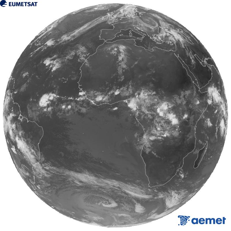Imaxe global da canle infravermella (lonxitude de onda 10.5 �m) do sat�lite xeoestacionario europeo Meteosat-12, pertencente � terceira xeraci�n de sat�lites Meteosat. As horas indicadas ref�rense � pen�nsula (unha hora menos nas Illas Canarias).&nbsp;xoves, 15 outubro  2026 08:00