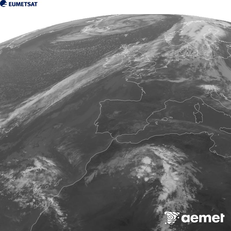 Aquesta imatge es genera utilitzant informaci� del canal Infraroig 10.5 �m del sat�l�lit METEOSAT-12, pertanyent a la tercera generaci� de sat�l�lits Meteosat (MTG). Perqu� la imatge s'assembli m�s a la percepci� de l'ull hum�, l'escala de grises est� invertida. Les hores indicades es refereixen a la pen�nsula (una hora menys a les Illes Can�ries).&nbsp;dijous, 15 d?octubre  2026 11:00
