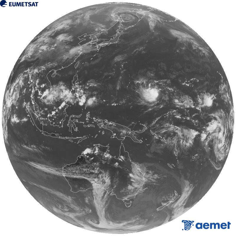 Imaxe global da canle infravermella (lonxitude de onda 10.4 �m) do sat�lite xeoestacionario xapon�s Himawari-9. As horas indicadas ref�rense � pen�nsula (unha hora menos nas Illas Canarias).&nbsp;xoves, 15 outubro  2026 11:00
