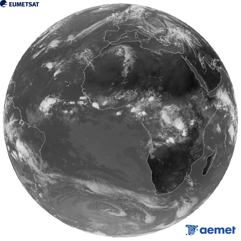 Imaxe global da canle infravermella (lonxitude de onda 10.5 �m) do sat�lite xeoestacionario europeo Meteosat-12, pertencente � terceira xeraci�n de sat�lites Meteosat. As horas indicadas ref�rense � pen�nsula (unha hora menos nas Illas Canarias).&nbsp;xoves, 15 outubro  2026 11:00
