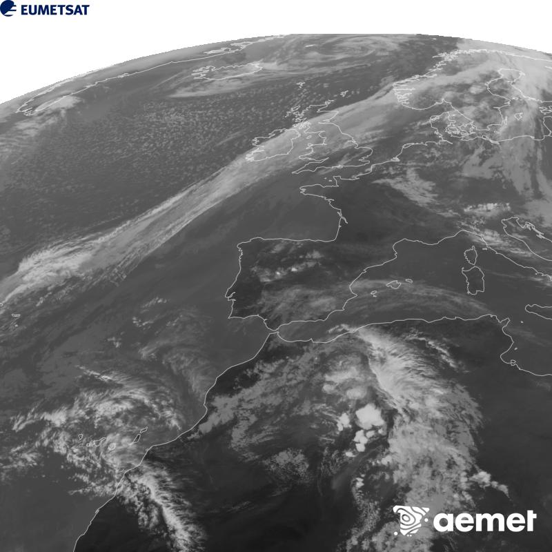 Aquesta imatge es genera utilitzant informaci� del canal Infraroig 10.5 �m del sat�l�lit METEOSAT-12, pertanyent a la tercera generaci� de sat�l�lits Meteosat (MTG). Perqu� la imatge s'assembli m�s a la percepci� de l'ull hum�, l'escala de grises est� invertida. Les hores indicades es refereixen a la pen�nsula (una hora menys a les Illes Can�ries).&nbsp;dijous, 15 d?octubre  2026 17:00