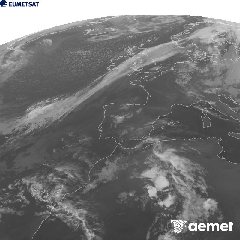 Aquesta imatge es genera utilitzant informaci� del canal Infraroig 10.5 �m del sat�l�lit METEOSAT-12, pertanyent a la tercera generaci� de sat�l�lits Meteosat (MTG). Perqu� la imatge s'assembli m�s a la percepci� de l'ull hum�, l'escala de grises est� invertida. Les hores indicades es refereixen a la pen�nsula (una hora menys a les Illes Can�ries).&nbsp;dijous, 15 d?octubre  2026 21:00