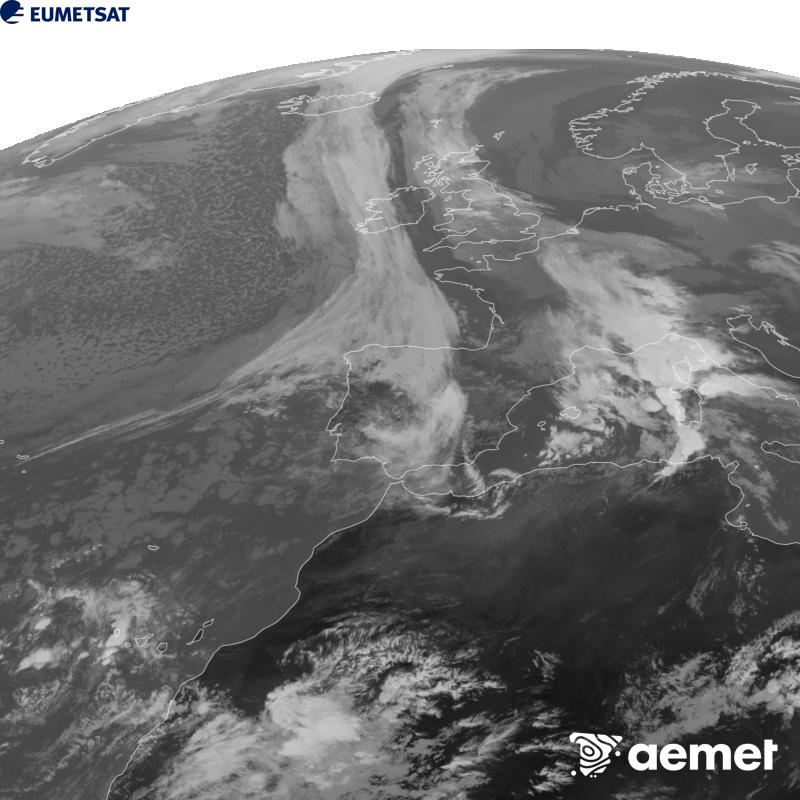 Esta imagen se genera utilizando informaci�n del canal Infrarrojo 10.5 �m del sat�lite METEOSAT-12, perteneciente a la tercera generaci�n de sat�lites Meteosat (MTG). Para que la imagen se asemeje m�s a la percepci�n del ojo humano, la escala de grises est� invertida. Las horas indicadas se refieren a la pen�nsula (una hora menos en las Islas Canarias).&nbsp;martes, 20 octubre 2026 a las 15:00