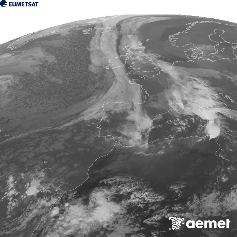 Esta imagen se genera utilizando informaci�n del canal Infrarrojo 10.5 �m del sat�lite METEOSAT-12, perteneciente a la tercera generaci�n de sat�lites Meteosat (MTG). Para que la imagen se asemeje m�s a la percepci�n del ojo humano, la escala de grises est� invertida. Las horas indicadas se refieren a la pen�nsula (una hora menos en las Islas Canarias).&nbsp;martes, 20 octubre 2026 a las 18:00