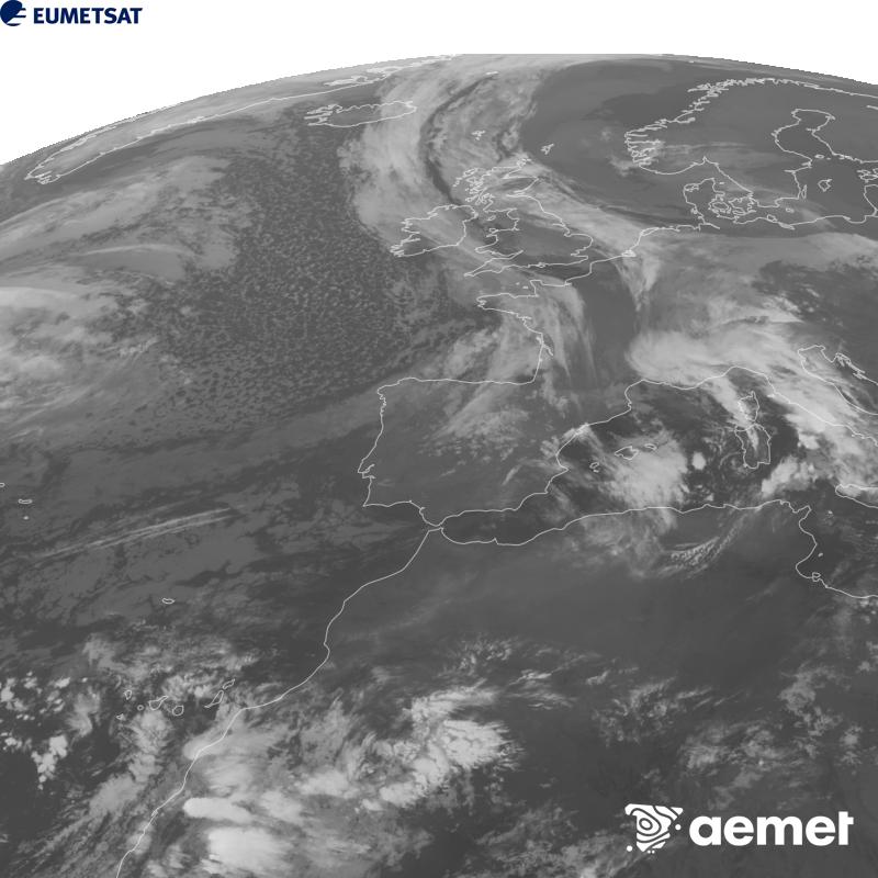 Esta imagen se genera utilizando informaci�n del canal Infrarrojo 10.5 �m del sat�lite METEOSAT-12, perteneciente a la tercera generaci�n de sat�lites Meteosat (MTG). Para que la imagen se asemeje m�s a la percepci�n del ojo humano, la escala de grises est� invertida. Las horas indicadas se refieren a la pen�nsula (una hora menos en las Islas Canarias).&nbsp;mi�rcoles, 21 octubre 2026 a las 00:00