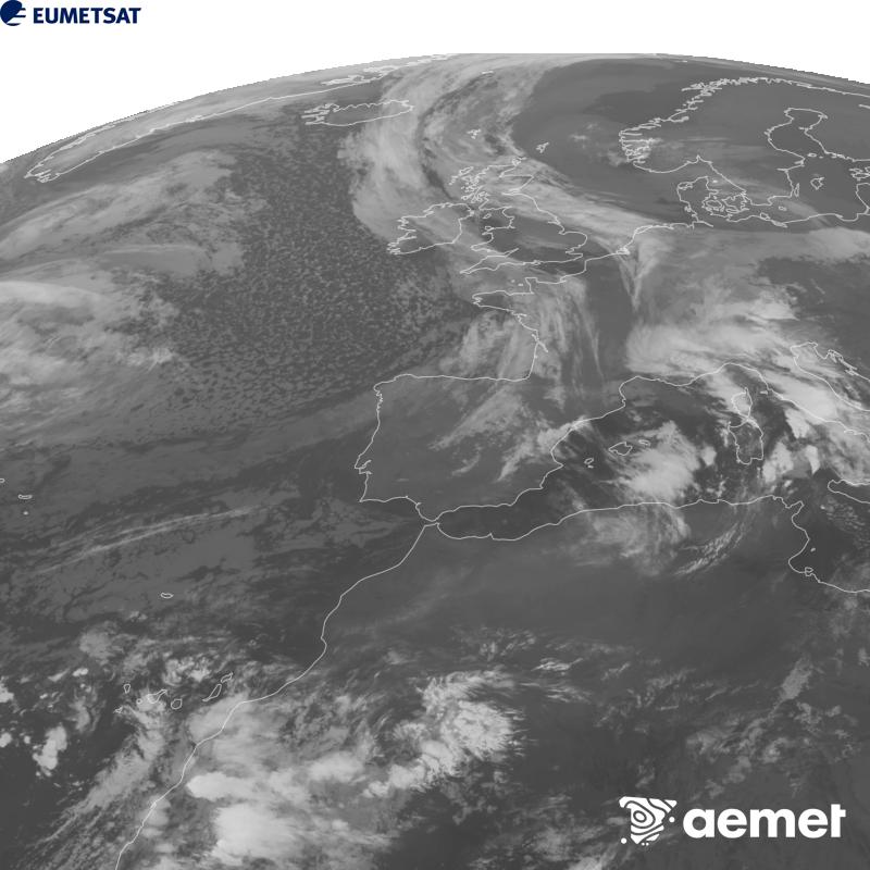 Esta imagen se genera utilizando informaci�n del canal Infrarrojo 10.5 �m del sat�lite METEOSAT-12, perteneciente a la tercera generaci�n de sat�lites Meteosat (MTG). Para que la imagen se asemeje m�s a la percepci�n del ojo humano, la escala de grises est� invertida. Las horas indicadas se refieren a la pen�nsula (una hora menos en las Islas Canarias).&nbsp;mi�rcoles, 21 octubre 2026 a las 01:00