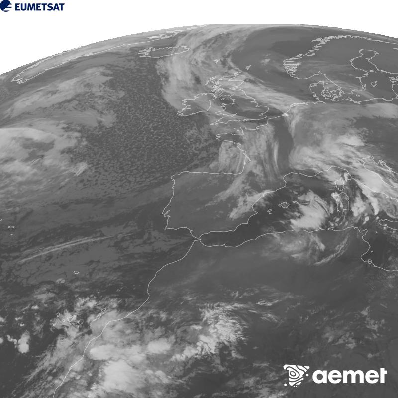 Esta imagen se genera utilizando informaci�n del canal Infrarrojo 10.5 �m del sat�lite METEOSAT-12, perteneciente a la tercera generaci�n de sat�lites Meteosat (MTG). Para que la imagen se asemeje m�s a la percepci�n del ojo humano, la escala de grises est� invertida. Las horas indicadas se refieren a la pen�nsula (una hora menos en las Islas Canarias).&nbsp;mi�rcoles, 21 octubre 2026 a las 02:00