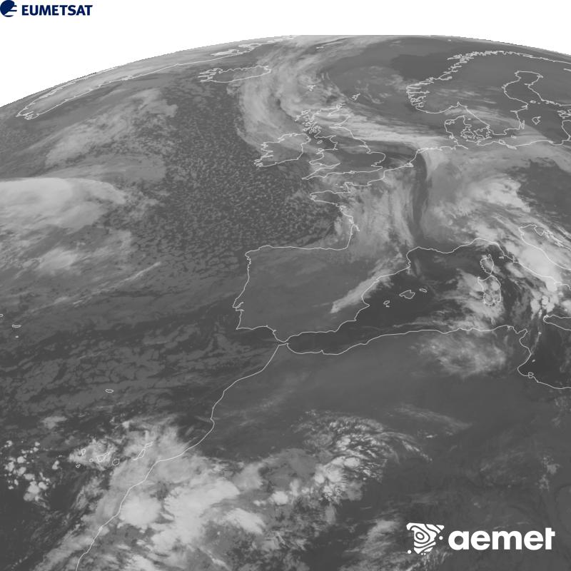 Esta imagen se genera utilizando informaci�n del canal Infrarrojo 10.5 �m del sat�lite METEOSAT-12, perteneciente a la tercera generaci�n de sat�lites Meteosat (MTG). Para que la imagen se asemeje m�s a la percepci�n del ojo humano, la escala de grises est� invertida. Las horas indicadas se refieren a la pen�nsula (una hora menos en las Islas Canarias).&nbsp;mi�rcoles, 21 octubre 2026 a las 05:00