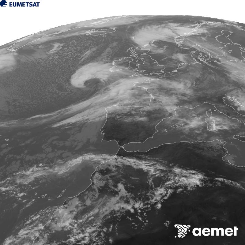 Aquesta imatge es genera utilitzant informaci� del canal Infraroig 10.5 �m del sat�l�lit METEOSAT-12, pertanyent a la tercera generaci� de sat�l�lits Meteosat (MTG). Perqu� la imatge s'assembli m�s a la percepci� de l'ull hum�, l'escala de grises est� invertida. Les hores indicades es refereixen a la pen�nsula (una hora menys a les Illes Can�ries).&nbsp;dijous, 22 d?octubre  2026 14:00