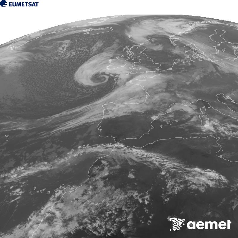 Aquesta imatge es genera utilitzant informaci� del canal Infraroig 10.5 �m del sat�l�lit METEOSAT-12, pertanyent a la tercera generaci� de sat�l�lits Meteosat (MTG). Perqu� la imatge s'assembli m�s a la percepci� de l'ull hum�, l'escala de grises est� invertida. Les hores indicades es refereixen a la pen�nsula (una hora menys a les Illes Can�ries).&nbsp;dijous, 22 d?octubre  2026 18:00