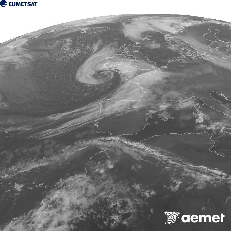 Aquesta imatge es genera utilitzant informaci� del canal Infraroig 10.5 �m del sat�l�lit METEOSAT-12, pertanyent a la tercera generaci� de sat�l�lits Meteosat (MTG). Perqu� la imatge s'assembli m�s a la percepci� de l'ull hum�, l'escala de grises est� invertida. Les hores indicades es refereixen a la pen�nsula (una hora menys a les Illes Can�ries).&nbsp;dijous, 22 d?octubre  2026 20:00