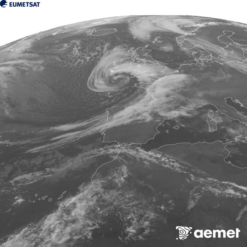 Aquesta imatge es genera utilitzant informaci� del canal Infraroig 10.5 �m del sat�l�lit METEOSAT-12, pertanyent a la tercera generaci� de sat�l�lits Meteosat (MTG). Perqu� la imatge s'assembli m�s a la percepci� de l'ull hum�, l'escala de grises est� invertida. Les hores indicades es refereixen a la pen�nsula (una hora menys a les Illes Can�ries).&nbsp;dijous, 22 d?octubre  2026 22:00