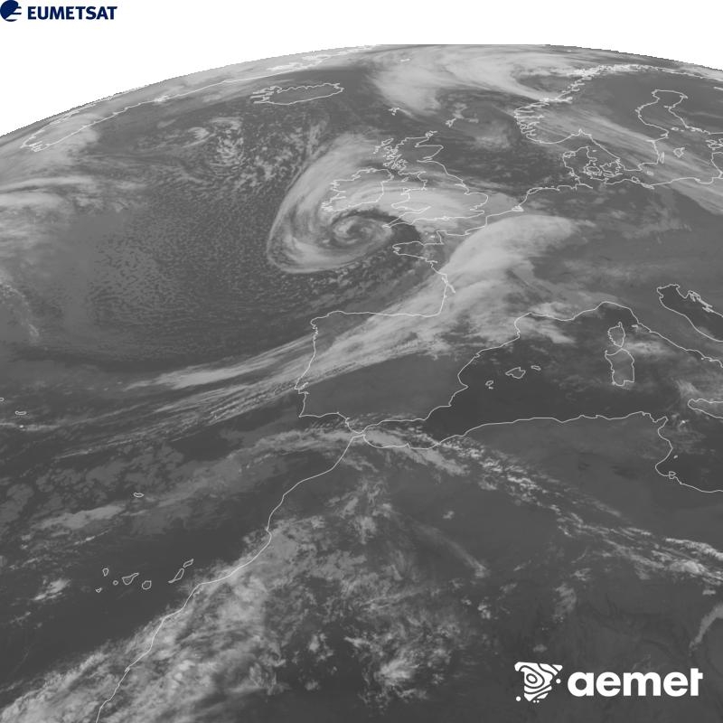 Aquesta imatge es genera utilitzant informaci� del canal Infraroig 10.5 �m del sat�l�lit METEOSAT-12, pertanyent a la tercera generaci� de sat�l�lits Meteosat (MTG). Perqu� la imatge s'assembli m�s a la percepci� de l'ull hum�, l'escala de grises est� invertida. Les hores indicades es refereixen a la pen�nsula (una hora menys a les Illes Can�ries).&nbsp;dijous, 22 d?octubre  2026 23:00